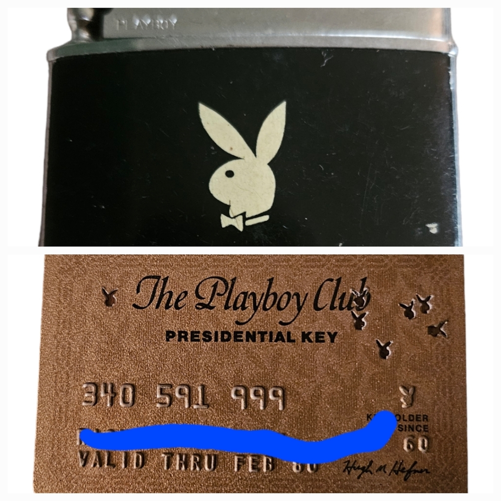 Vintage Playboy Butane Lighter with Gold Presidential Key Card